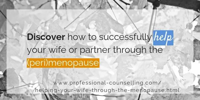 Banner with leaves in the background. Text: Discover how to help your wife or partner through the menopause