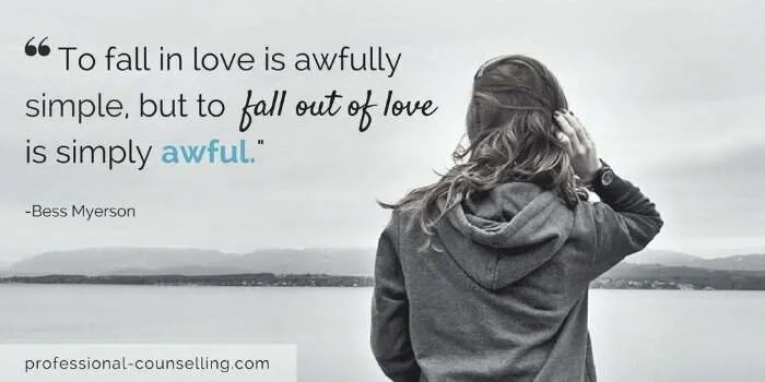 To fall in love is awfully simple, but to fall out of love is simply awful. -Bess Myerson