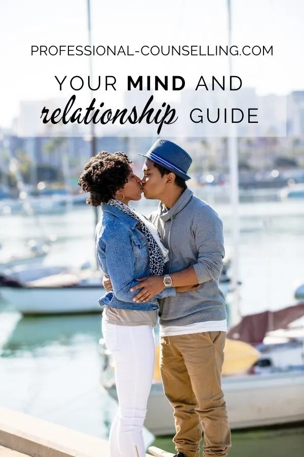 Background photo: mixed-race couple standing in harbour. Text: Professional-Counselling.com - Your Mind and Relationship Guide (for all your relationship advice).