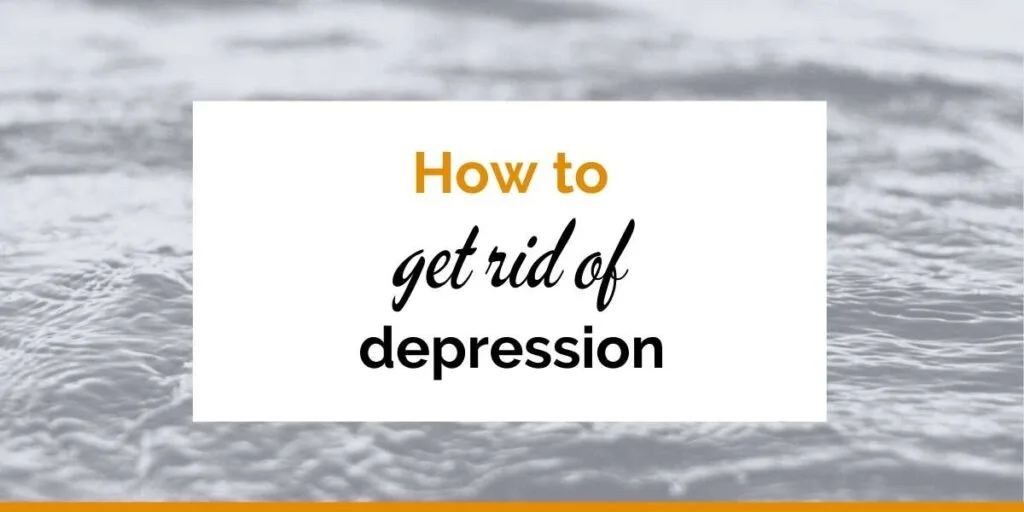 Horizontal banner. Black and white background of water. Text: How to get rid of depression